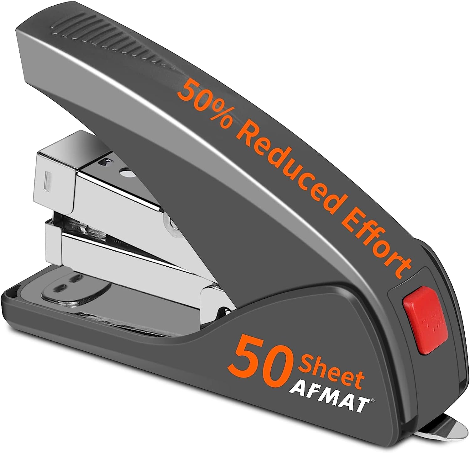 AFMAT Stapler for Desk, 50 Sheets Effortless Stapler, Ergonomic Office Stapler, Low Force, One Touch Stapling Desk Stapler, Built-in Staple Remover, Portable & Space Save Size, Good for Home & Office - Image 1